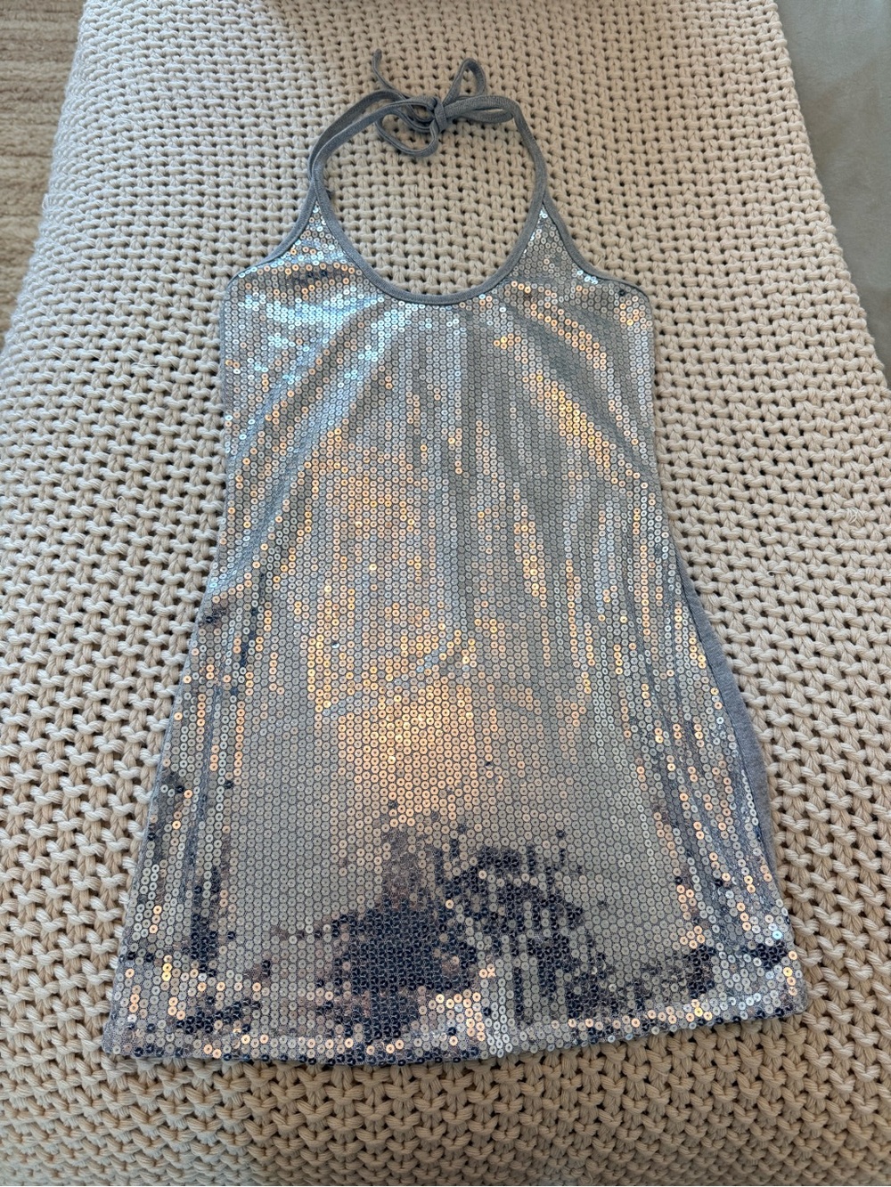 Daisy Silver Sequin Halter mini dress